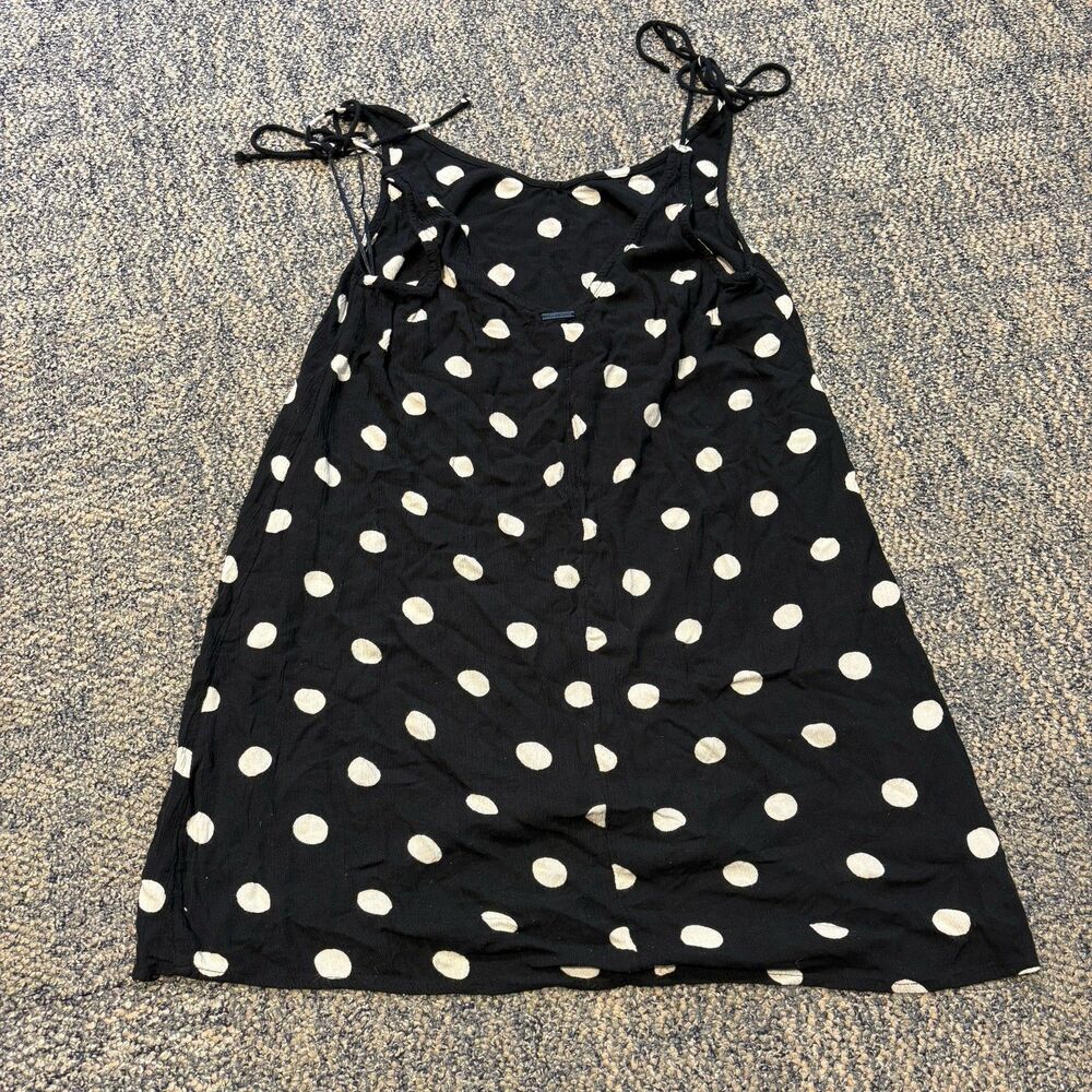 Billabong Mini Slip Dress Womens Small Pullover Logo Scoop Neck Black Polka Dot - Picture 2 of 6